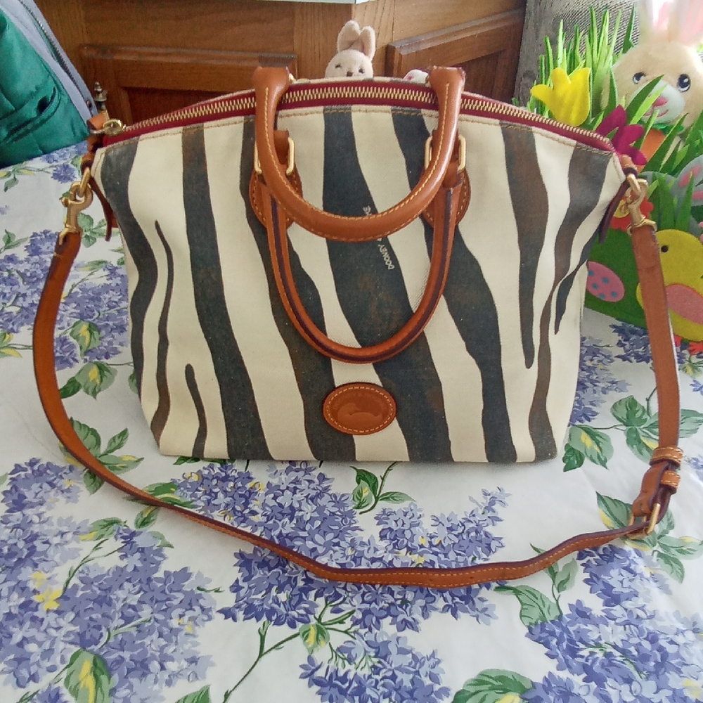 Dooney & Bourke Zebra Satchel, Leather & Canvas